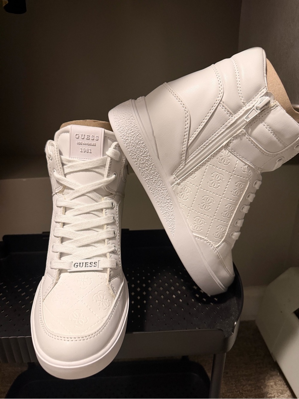 Guess White High-Top Logo Sneakers
